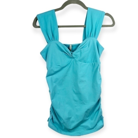 JENNIFER Croll Sport Bordeaux Seamless Tank Top Stretch Teal - Picture 1 of 6
